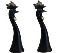 Décoration de Pâques Coq Décoration Coq noir or Vintage Figure de bande dessinée 19cm 2er Set