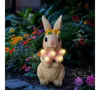 Décoration de Pâques - Décoration de jardin solaire - Lapin de Pâques - Décoration de jardin - Figurines de lapin de Pâques - Décoration de jardin solaire - En résine - Pour l'extérieur - Résistant