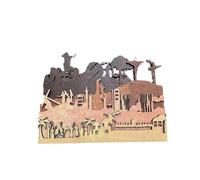 Décoration de Pâques en bois à plusieurs niveaux L'assemblage indépendant de décorations pour la maison vous permet d'installer rapidement et facilement des décorations de Pâques (Brown, 25x19x2CM)