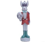 Décoration de Pâques en résine avec images traditionnelles du cavalier et du lapin pour décoration d'intérieur et table saisonnière (rouge)