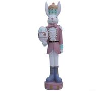 Décoration de Pâques en résine avec images traditionnelles du cavalier et du lapin pour décoration d'intérieur et table saisonnière (rose)