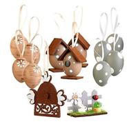 Décoration de Pâques - INFACTORY - 13 pièces - Bois - Plastique - Couleurs marron, blanc, gris