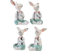 Décoration de Pâques Lapins Set 4pcs Blanc Bleu Rose, Lapins de Pâques décoration de table, décoration de printemps pour chambre d'enfants pierre artificielle 8,5cm