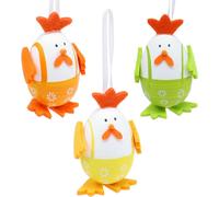 Décoration de Pâques : Oeuf peint en coq à suspendre, 7,5cm, Set de 12, Mix coloré