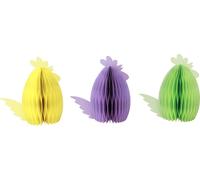Décoration de Pâques Poules Design Nid d'abeille Papier Décoration de table Jaune Vert Violet Set 3pc