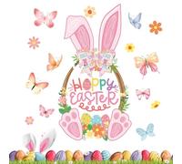 Décoration de Pâques pour Fenêtre,Autocollant Statique Double Face de Lapin de Printemps | Décorations de Pâques Autocollants pour Vitre,Pour Intérieur Vacances Maison Cuisine Salon Salle de
