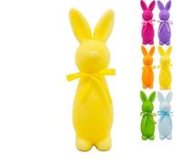 Décoration de Pâques - Statue de lapin debout floquée avec nœud papillon - Ornements décoratifs pour table, jardin et fournitures de fête - Jaune