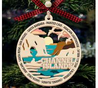 Décoration de parc national des îles Anglo-Normandes - Décoration de Noël - Design en bois à deux couches - Décoration de Noël - Cadeau pour les amoureux de la nature et les voyageurs