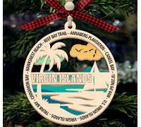 Décoration de parc national des îles Vierges - Décoration de Noël - Design en bois stratifié à deux couches - Décoration de Noël - Cadeau pour les amoureux de la nature et les voyageurs