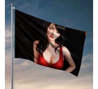 Décoration de patio amusante « A Woman In A Red Dress Against A Black Background. Flag Bar Man Cave Decor Mens Dorm Room Decor (30 x 45 cm)