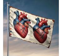 Décoration de patio amusante Diagramme anatomique du cœur humain. Drapeau occidental Décoration de bar amusante (60 x 90 cm)