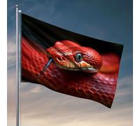 Décoration de patio amusante - Gros plan d'un serpent rouge avec sa langue sortie. Drapeau occidental - Décoration de bar amusante (30 x 45 cm)