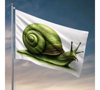 Décoration de patio amusante Un escargot vert avec une coquille en spirale. Drapeaux pour décoration de chambre à coucher (152 x 244 cm)