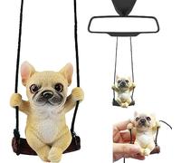 Décoration de Pendentif de Voiture Chien, Rétroviseur Ornement Voiture Suspendu Ornement, Ornement de Voiture Bouledogue, Ornements de Voiture pour Rétroviseurs de Voiture, Portes, Maison(Jaune)