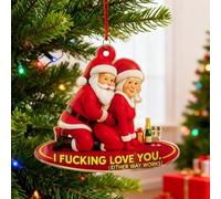 Décoration de Père Noël 2D en acrylique ludique, arbre de Noël pouvant être accroché, décoration de Noël sexy, pour mari, épouse, vieux couple, lui, elle