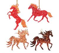 Décoration de petit sapin de Noël en forme de cheval, décoration de Noël 2D festive d'hiver à suspendre, véritable arbre artificiel de qualité supérieure, élégant, équin, décoration équestre