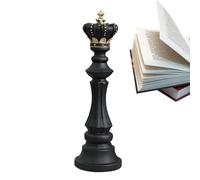 Décoration de pièce d'échecs, statue du roi et de la reine d'échecs, décoration de table, figurine de collection, élégante sur le thème des échecs pour décoration de maison et de bureau (27,5 à 30,5