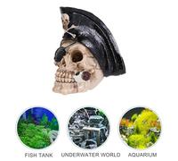 Décoration de Pirate Crâne en Résine pour Aquarium Ambiance Halloween | Habitat pour Poisson et Petits Reptiles, Usage sous L'eau, Cachette Naturelle, Noir Discret, Finition Créative
