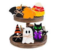 Décoration de plateau d'animaux d'Halloween | Décoration intérieure | Plaques chauve-souris noires | Ferme rustique intérieur - Pour cuisine d'automne, maison, table, mini décorations