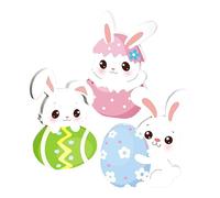 Décoration de Plateau Étaglé de Pâques,Ornements Lapin En Bois Pour Table - Ensemble de 3 Pièces Maîtresses Décoratives Lièvre de Pâques,pour Famille, Intérieur, Fêtes, Party, Bureau, Fenêtre, Étagère