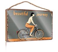 Décoration de porche amusante Embrace Your Beautiful Journey On Two Wheels Wood Sign Farmhouse Bathroom Decorations Pool Decor (15 x 28 cm)