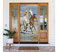 Décoration de porte - 90 x 180 cm - Chevaux en cours d'exécution - Bannière de porte - Toile de fond saisonnière pour porche - Décoration de fête pour intérieur ou extérieur - Bannière à suspendre