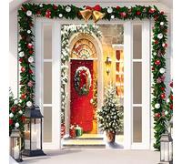 Décoration de porte avant de Noël et d'Halloween, 2025 Noël et Halloween, couverture de porte, décoration de couvertures de portes, une décoration amusante et festive pour la maison et l'extérieur
