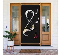 Décoration de porte avec notes de musique, bannière de porte de bienvenue saisonnière pour le printemps et l'été, bannière de porche, fond photo pour intérieur et extérieur, 183 x 90 cm