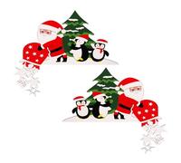 Décoration De Porte D Angle - Panneau Renne Père Noël | 2 Pièces Décor En Bois Pour Porte D Angle Et Mur De Noël,Pour Maison Porche Chambre Fête Extérieur Vacances Lieu De Travail