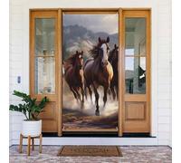 Décoration de porte de 90 x 180 cm, bannière de porte de chevaux, panneau de porte saisonnier, arrière-plan de porte, arrière-plan photo, décoration de fête pour intérieur ou extérieur, bannière à