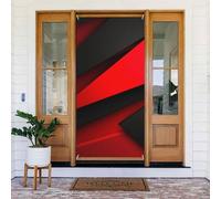 Décoration de porte de 90 x 180 cm, bannière de porte rouge et noire - Toile de fond saisonnière pour porche - Décoration de fête pour intérieur ou extérieur - Bannière à suspendre