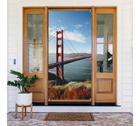 Décoration de porte de 90 x 180 cm, San Francisco Golden Gate Bridge Bannière de porte saisonnière pour porche de porche - Fond photo - Décoration de fête pour intérieur ou extérieur - Bannière à