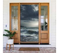 Décoration de porte de bienvenue - Bannière de porte - 183 x 90 cm - Bannière de porche de mer orageuse - Bannière de fond saisonnière à suspendre pour fête de vacances, décoration intérieure et