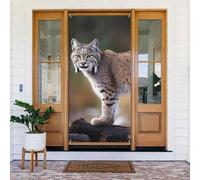 Décoration de porte de bienvenue - Bannière de porte - 183 x 90 cm - Bannière de porche sauvage Bobcat sauvage - Bannière de fond saisonnière à suspendre pour porte d'entrée pour fête de vacances