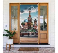Décoration de porte de bienvenue - Bannière de porte - 183 x 90 cm - Cathédrale Saint-Basile - Carré rouge à Moscou - Bannière de porche - Fond photo saisonnier - Bannière à suspendre pour fête de