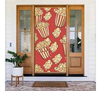 Décoration de porte de bienvenue - Bannière de porte - 183 x 90 cm - Imprimé pop-corn - Bannière de porche - Fond photo saisonnier - Bannière à suspendre pour fête de vacances, décoration intérieure