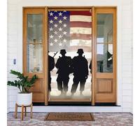 Décoration de porte de bienvenue - Bannière de porte - 183 x 90 cm - Journée des forces armées - Bannière de porche américaine - Toile de fond saisonnière à suspendre pour fête de vacances, décoration