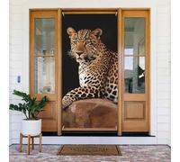 Décoration de porte de bienvenue - Bannière de porte - 183 x 90 cm - Léopard africain sur rocher - Bannière de porche - Fond photo saisonnier - Bannière à suspendre pour fête de vacances, décoration