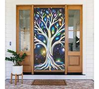 Décoration de porte de bienvenue - Bannière de porte - 183 x 90 cm - Motif arbre galaxie - Bannière de porche - Toile de fond saisonnière à suspendre pour fête de vacances, décoration intérieure et