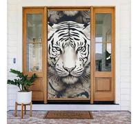 Décoration de porte de bienvenue - Bannière de porte - 183 x 90 cm - Motif tête de tigre blanc - Bannière de porche - Fond photo saisonnier - Bannière à suspendre pour fête de vacances, décoration