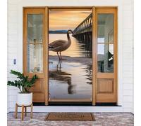 Décoration de porte de bienvenue - Bannière de porte - 183 x 90 cm - Oie sauvage au bord du pont - Bannière de porche - Toile de fond saisonnière à suspendre pour fête de vacances, décoration