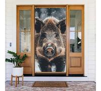 Décoration de porte de bienvenue - Bannière de porte - 183 x 90 cm - Sanglier - Bannière de porche - Fond photo saisonnier - Bannière à suspendre pour fête de vacances, décoration intérieure et