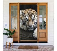 Décoration de porte de bienvenue - Bannière de porte - 183 x 90 cm - Tigre allongé sur un rocher - Bannière de porche - Fond photo saisonnier - Bannière à suspendre pour fête de vacances, décoration