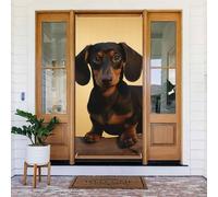 Décoration de porte de bienvenue - Bannière de porte - 183 x 90 cm - Une jolie bannière de porche teckel - Bannière saisonnière à suspendre pour fête de vacances, décoration intérieure et extérieure