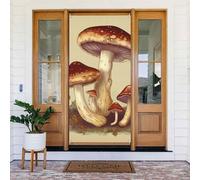 Décoration de porte de bienvenue - Bannière de porte saisonnière - Panneau occultant - Rideau d'intimité vintage - Champignons comestibles - Fond photo - Rideau de fenêtre - Rideaux de porte - 185 x