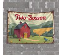 Décoration de porte de chambre à coucher à deux Sosson : une grange rustique au milieu des collines roulantes Tapisserie Coquette Décoration de chambre à coucher (75 x 100 cm)