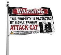 Décoration de porte de chambre à coucher Avertissement « This Property Is Protected By A Highly Trained Attack Cat Flag Retro Room Decor Garage Accessories For Man Cave » (120 x 180 cm)