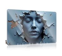 Décoration de porte de chambre à coucher Breaking Through : The Sculpted Face of Artistry - Panneau en étain décoratif pour chambre à coucher (20 x 30 cm)