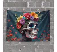 Décoration de porte de chambre à coucher Couronne florale : une célébration de la vie et de la mort Tapisserie pour chambre à coucher, garage, accessoires pour homme Ca(75 x 100 cm)