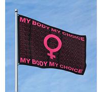 Décoration de porte de chambre à coucher My Body My Choice Drapeau des droits des femmes Déco de chambre pour hommes Drapeaux pour les garçons (60 x 90 cm)